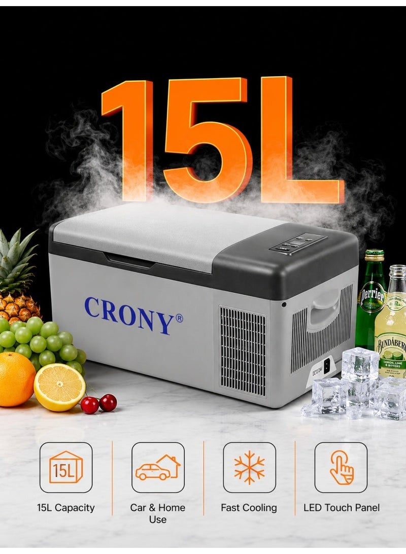 CRONY Car Refrigerator 15L/C15 Portable Refrigerator, Small Car Refrigerator, Freezer, Outdoor Refrigerator, 12V Compressor Refrigerator. Deep cooling to -20°C, suitable for food preservation/outdoor/home/travel/camping use. - Image 2