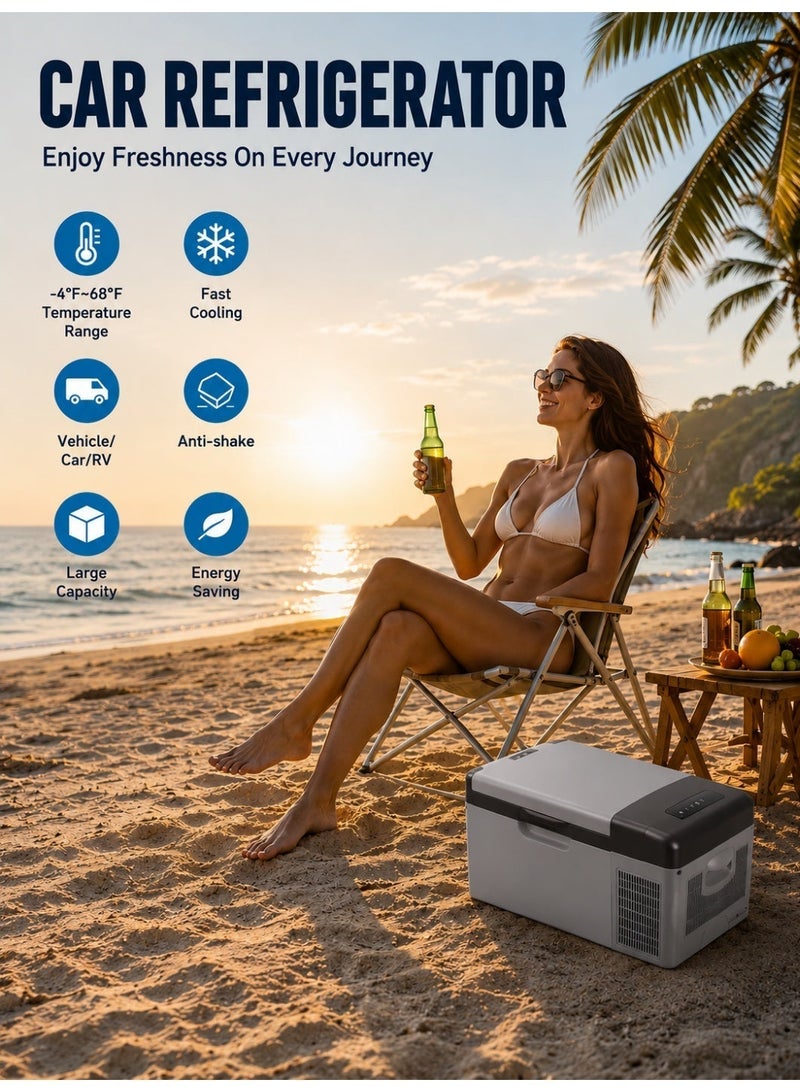 CRONY Car Refrigerator 15L/C15 Portable Refrigerator, Small Car Refrigerator, Freezer, Outdoor Refrigerator, 12V Compressor Refrigerator. Deep cooling to -20°C, suitable for food preservation/outdoor/home/travel/camping use. - Image 5