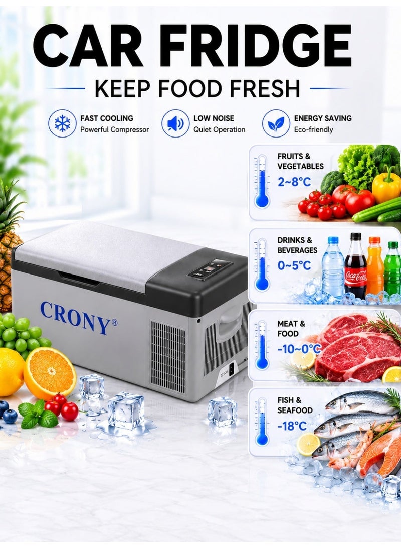 CRONY Car Refrigerator 15L/C15 Portable Refrigerator, Small Car Refrigerator, Freezer, Outdoor Refrigerator, 12V Compressor Refrigerator. Deep cooling to -20°C, suitable for food preservation/outdoor/home/travel/camping use. - Image 3