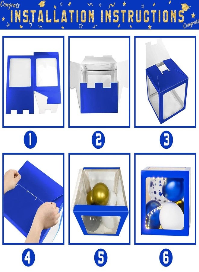 QIYANPAX Graduation Decorations Class of 2025 - Blue and Gold Balloons Boxes with Letters 2025 GRAD So Proud of You - Complete Party Supplies for High School & College Celebrations - Image 4