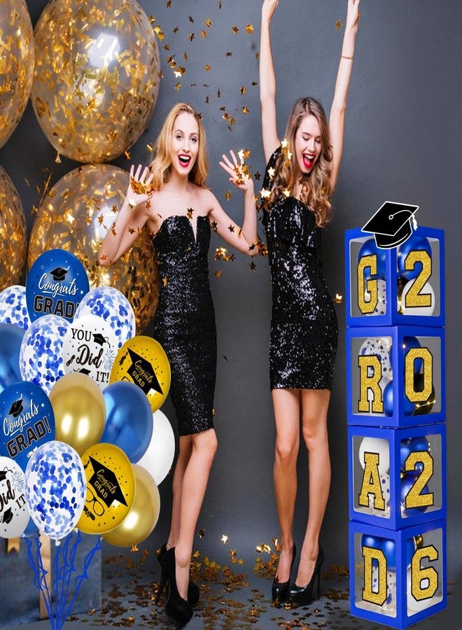 QIYANPAX Graduation Decorations Class of 2025 - Blue and Gold Balloons Boxes with Letters 2025 GRAD So Proud of You - Complete Party Supplies for High School & College Celebrations - Image 5
