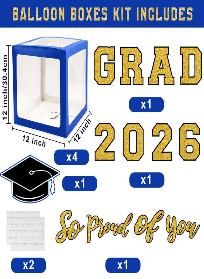 QIYANPAX Graduation Decorations Class of 2025 - Blue and Gold Balloons Boxes with Letters 2025 GRAD So Proud of You - Complete Party Supplies for High School & College Celebrations - Image 2