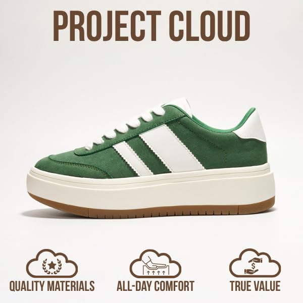 Project Cloud Platform Sneakers for Women - Lightweight Memory Foam Insole Womens Sneakers - Non-Slip Fashion Sneakers for Women Footwear - Women's Fashion Platform Shoes (Nita, Green, 8) - Image 3