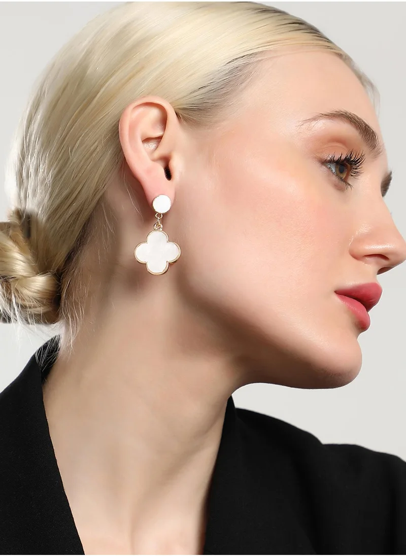 SOHI The Clover Contemporary Drop Earrings