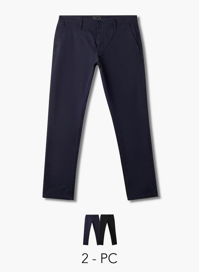 Splash FAV Fav Regular Fit Flexi Waist Chinos - Set of 2 - Image 1