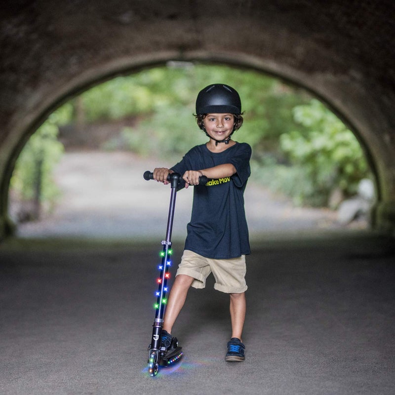 Jetson Scooters - Jupiter Kick Scooter (Black) - Collapsible Portable Kids Push Scooter - Lightweight Folding Design with High Visibility RGB Light Up LEDs on Stem, Wheels, and Deck - Image 4