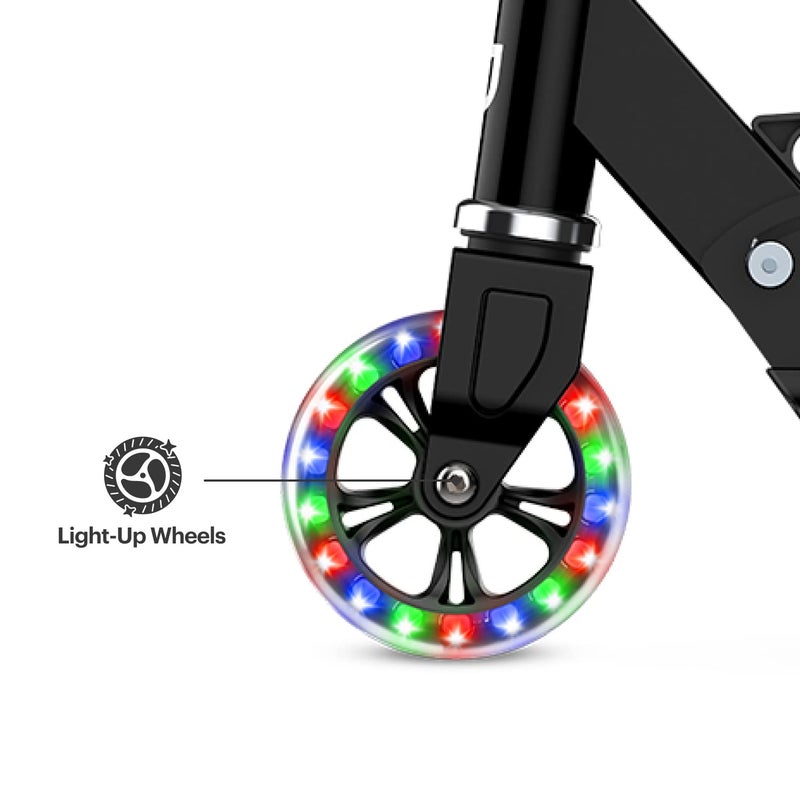 Jetson Scooters - Jupiter Kick Scooter (Black) - Collapsible Portable Kids Push Scooter - Lightweight Folding Design with High Visibility RGB Light Up LEDs on Stem, Wheels, and Deck - Image 5