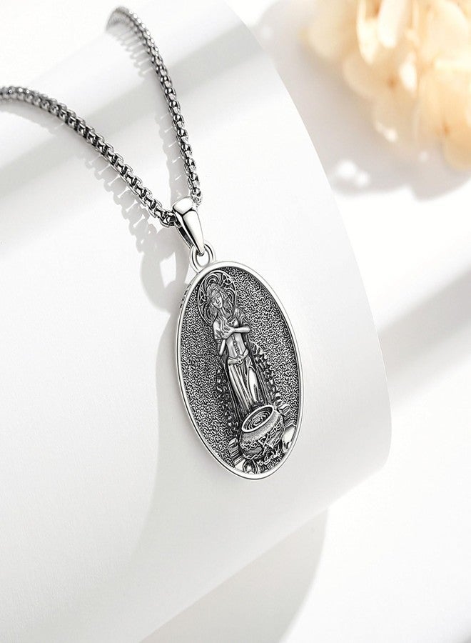 EUDORA Sterling Silver S925 Celtic Brigid Goddess Necklace for Women, Vintage ST Brigids Cross Saint Brigid of Kildare Necklaces Pendant Oxidized Jewelry Gift for Women, 20"+2" - Image 2