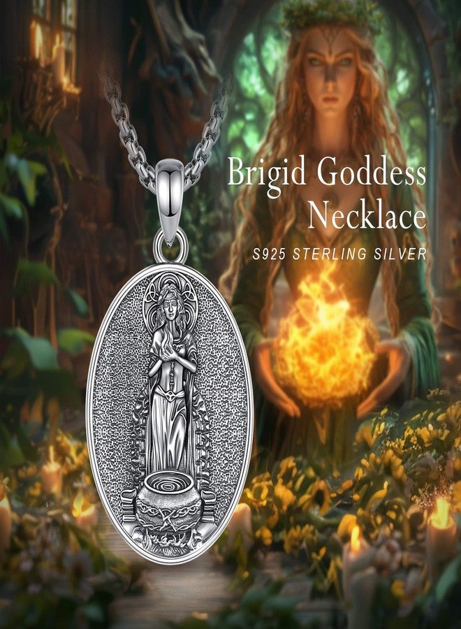 EUDORA Sterling Silver S925 Celtic Brigid Goddess Necklace for Women, Vintage ST Brigids Cross Saint Brigid of Kildare Necklaces Pendant Oxidized Jewelry Gift for Women, 20"+2" - Image 4