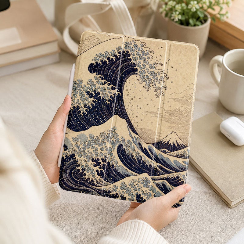 Tablet Case for iPad, Great Wave Engraving, iPad Case for Mini Air Pro 4 5 6 7 8 9 10 11 12, Suitable for 7.9 8.3 9.7 10.2 10.5 10.9 11 12.9 13 inch Clear Shockproof Protective with Stand - Image 5