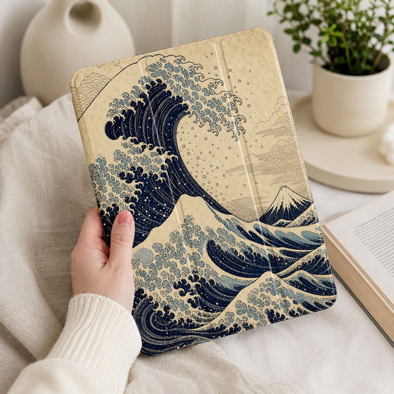 Tablet Case for iPad, Great Wave Engraving, iPad Case for Mini Air Pro 4 5 6 7 8 9 10 11 12, Suitable for 7.9 8.3 9.7 10.2 10.5 10.9 11 12.9 13 inch Clear Shockproof Protective with Stand - Image 4