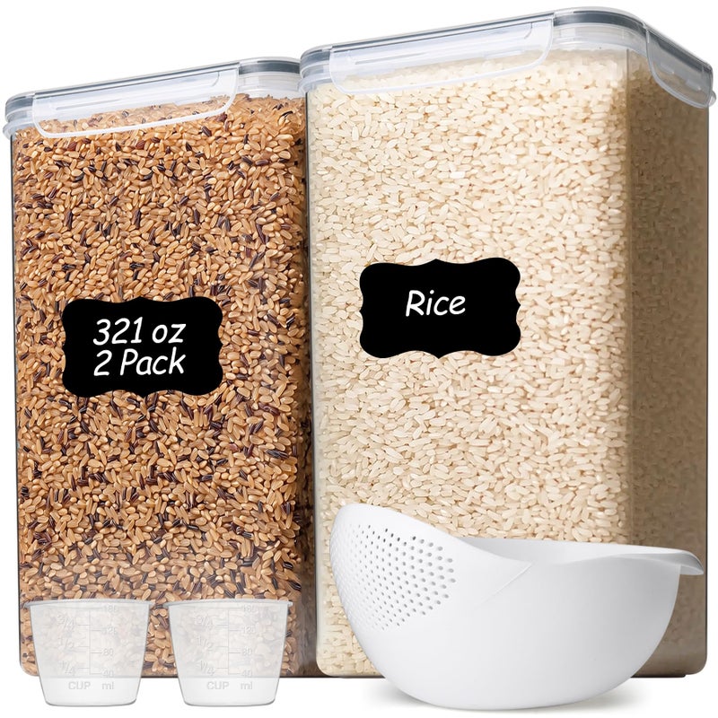 ComSaf Rice Container Set of 295L10Qt Large Airtight Food Storage Containers with Lid and Rice Washer Plastic Canisters Sets for The Kitchen Pantry Organizers for Flour Cereal and Cooking - Image 2
