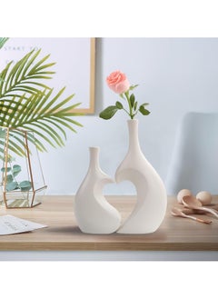 ba9ma White Ceramic Vase, Set of 2, Hollow Heart Shaped Vase, Can Hold Flowers, Pampas Vases for Modern Home Decor Accessories; Use for Bedroom, Living Room...  - Image 5