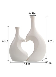 ba9ma White Ceramic Vase, Set of 2, Hollow Heart Shaped Vase, Can Hold Flowers, Pampas Vases for Modern Home Decor Accessories; Use for Bedroom, Living Room...  - Image 3