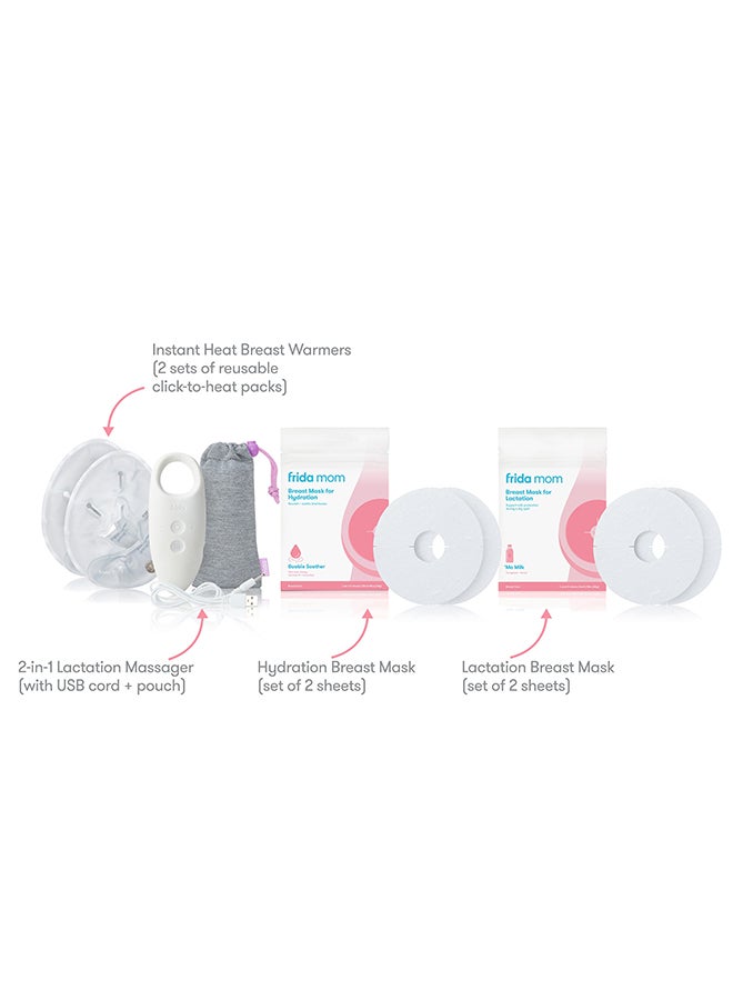 Frida Mom 9 Piece Breast Care Self Care Kit - 2-in-1 Lactation Massager, Instant Heat Breast Warmers, Breast Mask for Hydration, Breast Mask For Lactation Set - Image 5