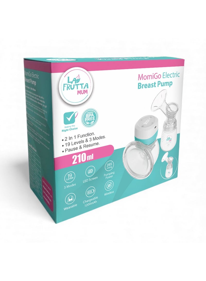 لا فروتا لافروتا شفاط حليب كهربائي موميجو – سعة 210 مل، 19 مستوى و3 أوضاع، بطارية قابلة لإعادة الشحن 1200 مللي أمبير، تصميم مريح وقابل للحمل