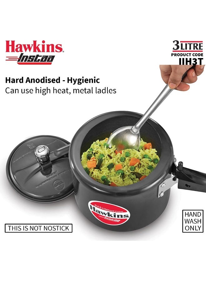 Hawkins 3Liters Instaa Hard Anodised Tall Inner Lid Pressure Cooker, 4.06 mm Thick Base, Induction Compatible black - Image 3