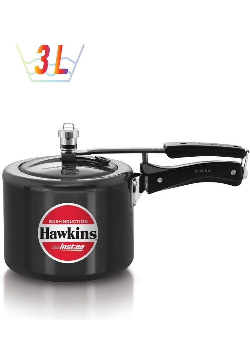 Hawkins 3Liters Instaa Hard Anodised Tall Inner Lid Pressure Cooker, 4.06 mm Thick Base, Induction Compatible black - Image 1