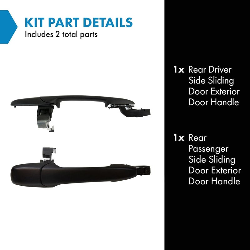 TRQ Rear Exterior Outside Sliding Door Handle Black PTM Pair for Mazda 5 - Image 2