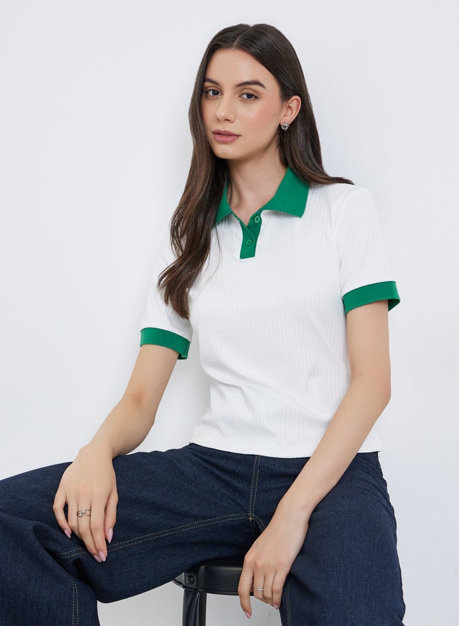 تايك تو بلوزة بياقة بولو بقصة عادية - Image 1