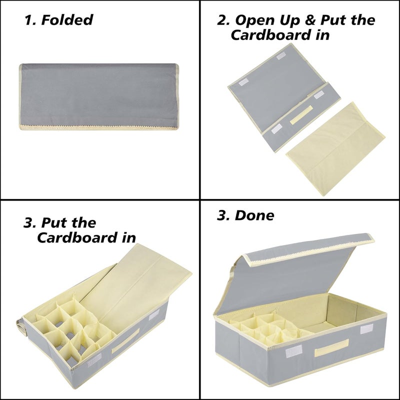 Kuber Industries Kuber Industries Undergarment Organizer Cloth Organizer Storage Box for BraPantySocksTies Drawer Divider for ScarvesSocks Cream Patti Gray  - Image 5