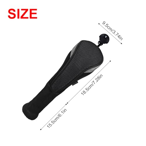 Andux 3pcs/Pack Long Neck Golf Hybrid Club Head Covers Dial No. Tag CTMT-02 Black - Image 2