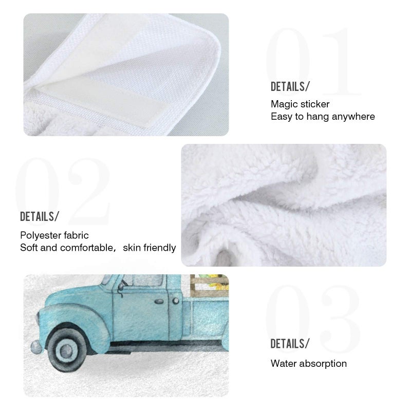 Boccsty Boccsty Sunflower Blue Truck Turquoise Hanging Kitchen Towels 2 Pieces Spring Dish Towel Tie Towels Hand Towel Tea Bar Towels for Bathroom Farmhouse Housewarming Tabletop Home - Image 4
