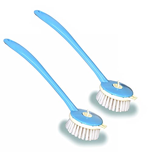 Homfine™ Pack of 2 Round Kitchen Cleaning Plastic Handy Sink Brush (Small Size, Aqua Green) - Image 1