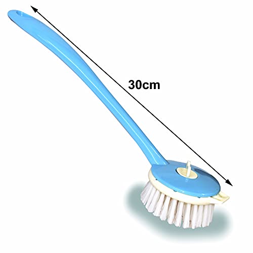 Homfine™ Pack of 2 Round Kitchen Cleaning Plastic Handy Sink Brush (Small Size, Aqua Green) - Image 3