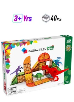 MAGNA-TILES Dino World 40-piece Magnetic Construction Set, Original 3d Magnetic Building Tiles, For Kids Ages 3+  - Image 1