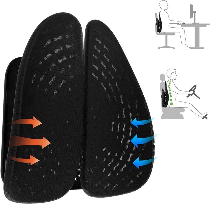 AMPLIN Lumbar Back Support,Spine Alignment,Back Pain Reliever, Posture Corrector, Height-Adjustable, Elastic System with Steel Reinforcement, Best Gift for Car, Home, and Office Use || Pack of 1 - Image 1