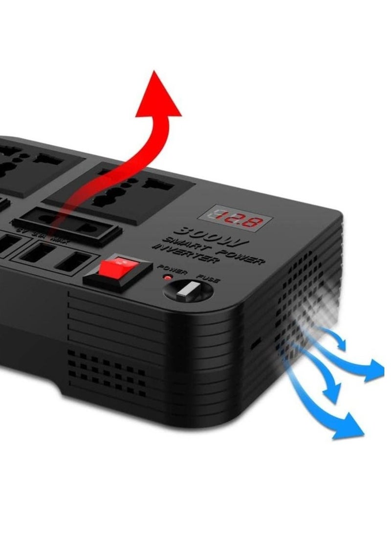 TIGER 300W Car Inverter – Power Up Your Devices with 12V/24V DC to 220V AC Conversion, 4 Quick Charge USB Ports, Compact and Efficient Power Solution for Travel, Camping, Road Trips, and Emergency Use  - Image 4