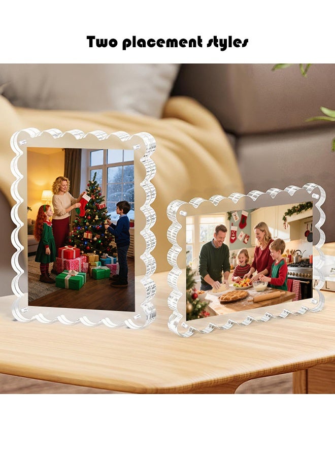 3 Pcs Magnetic Acrylic Picture Frame, Clear Frameless Display Frame for Photo，Cards，Memos and artwork(10.6*8cm) - Image 2