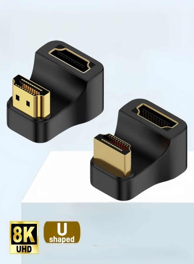 الصفحة الرئيسية محول HDMI 2.1 من ذكر إلى أنثى على شكل حرف U بزاوية 180 درجة، 2 قطعة، 8K@60Hz، موصل بزاوية 360 درجة لأجهزة التلفزيون عالية الدقة (HDTV) وأجهزة الكمبيوتر المحمولة وشاشات الكمبيوتر الشخصي وأجهزة العرض (1 موصل أمامي + 1 موصل خلفي) - Image 1