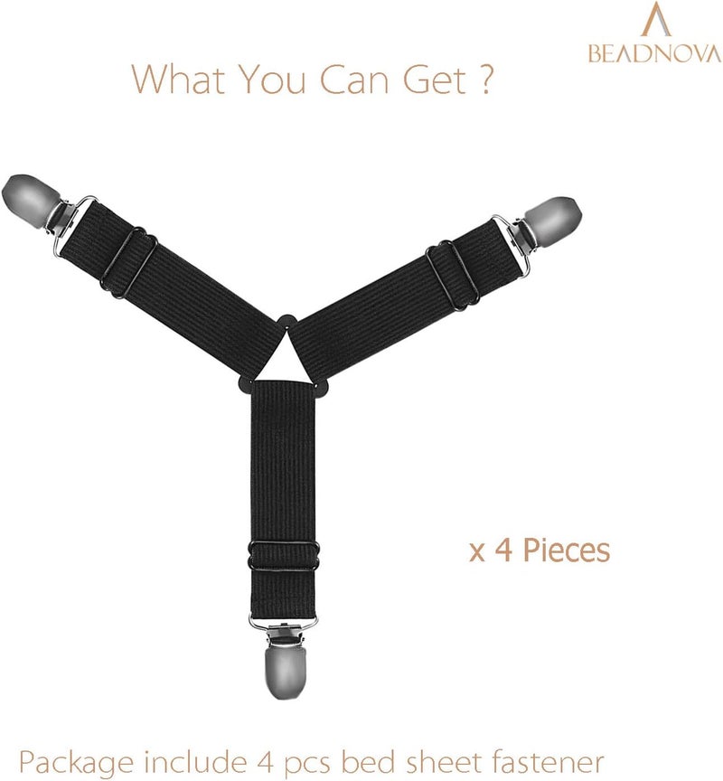 BEADNOVA أشرطة سرير BEADNOVA 4 قطع حوامل سرير مثلثية مشابك ملاءة سرير قابلة للتعديل حمالات ملاءات مثبتات مرتبة مشابك زوايا للسرير غطاء مرتبة ملاءات سرير ملائمة وسادة أريكة - Image 3