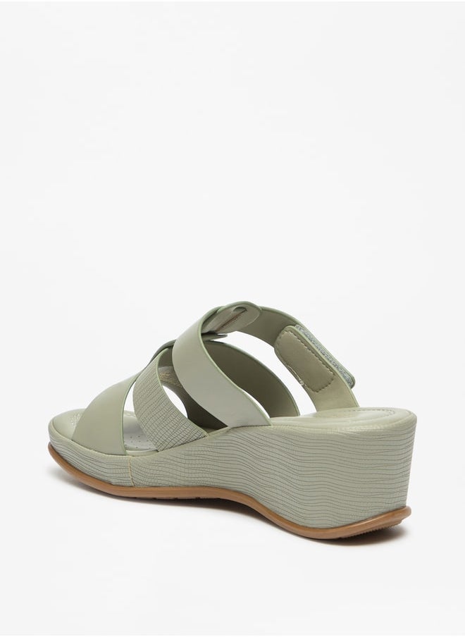 Flora Bella By Shoexpress - Women's Textured Slide Sandal With Wedge Heels - Image 1
