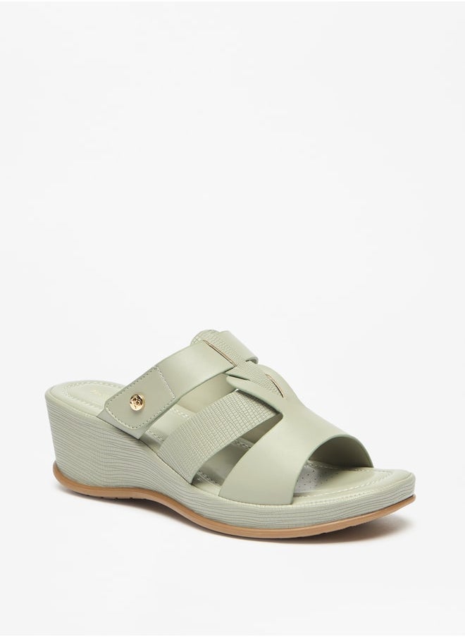 Flora Bella By Shoexpress - Women's Textured Slide Sandal With Wedge Heels - Image 1