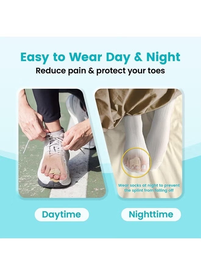 ٦ قطع من ضمادات تقويم أصابع القدم المطرقية، ضمادات تقويم أصابع القدم المطرقية للنساء والرجال، جبيرة أصابع القدم مع صفيحة ألومنيوم مدمجة، ضمادات قماشية قابلة لإعادة الاستخدام لأصابع القدم المطرقية المكسورة والمتداخلة والملتوية، وتصحيح انحراف إبهام القدم. - Image 2