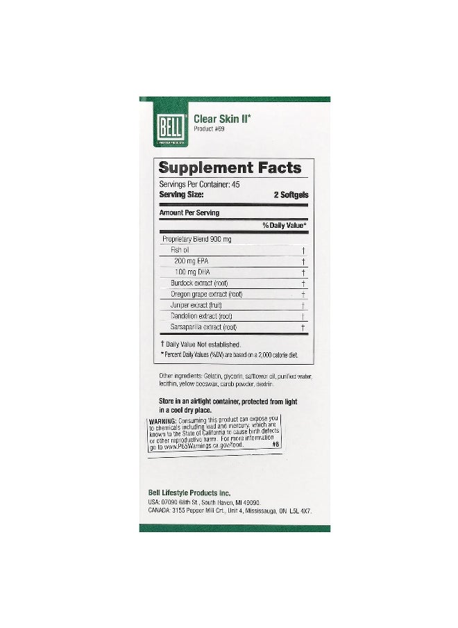 Bell Lifestyle Bell Lifestyle, Clear Skin II, 90 Softgels  - Image 2