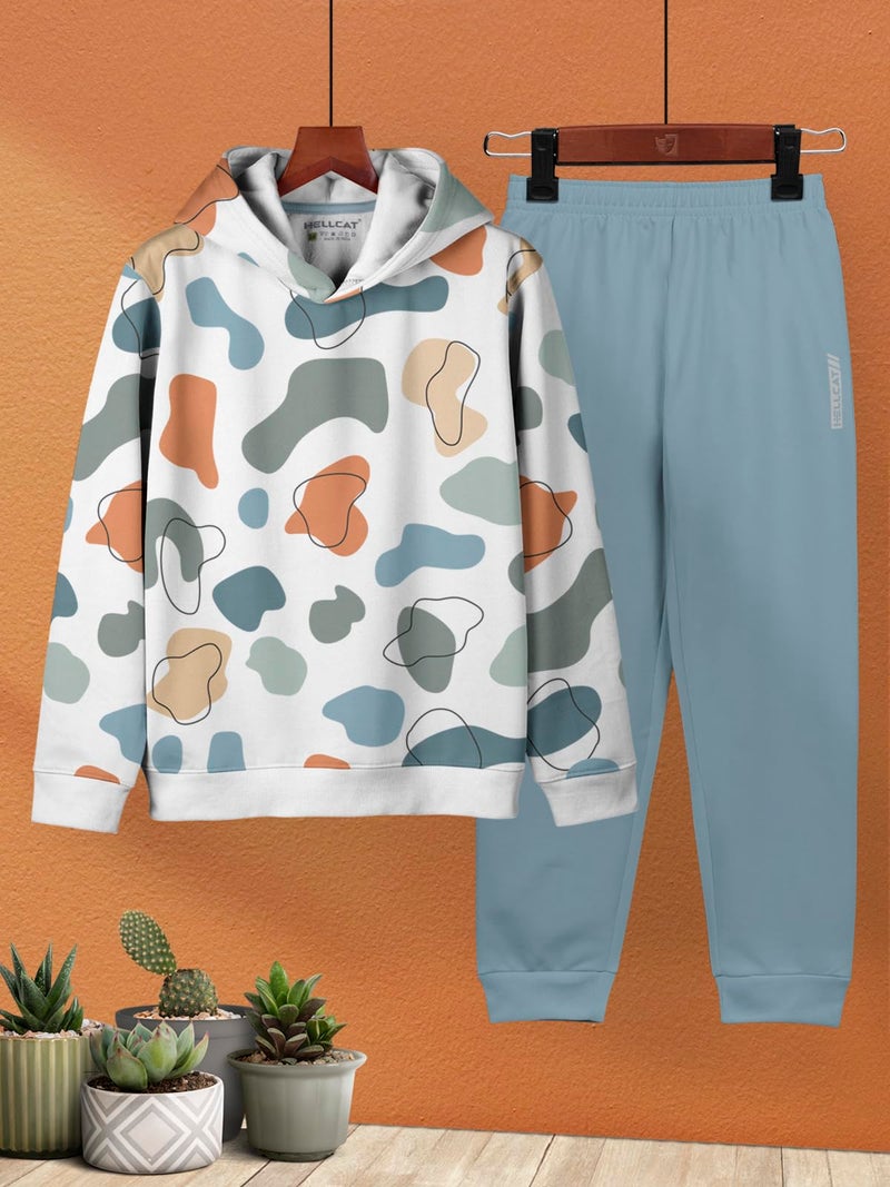 HELLCAT Printed Cotton Blend Hoodie T-Shirt and Jogger Trackpant Clothing Set for Boys_ White 1_7-8 Years - Image 2