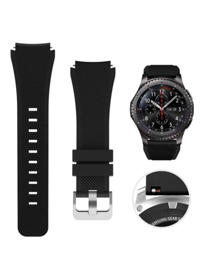 NIBEMINENT Replacement Silicone Band For Samsung Galaxy Gear S3 Classic/Gear Frontier/Huawei GT/GT2 46mm Black - Image 2