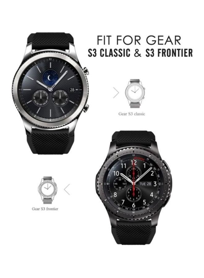 NIBEMINENT Replacement Silicone Band For Samsung Galaxy Gear S3 Classic/Gear Frontier/Huawei GT/GT2 46mm Black - Image 4