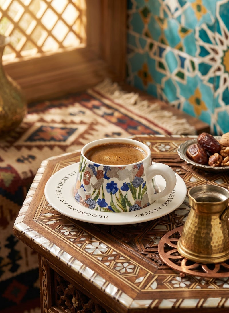 أورافلي طقم كوب قهوة وصحن من السيراميك - كوب بتصميم فني مستوحى من اللوحات الزيتية بنقوش زهرية، يتميز بشكل مخروطي فريد وأناقة عصرية راقية؛ يُعد خياراً مثالياً لعشاق القهوة والشاي والإسبريسو، وأفضل هدية للعائلة والأصدقاء في كافة المناسبات - سعة 300 مل. - Image 3