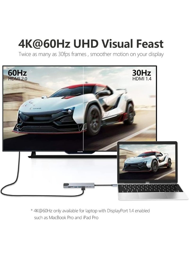 BEST ONE USB C Hub, 8 in 1 Type C Hub Multiport Adapter with 4K HDMI, PD Power Delivery, USB-C, Ethernet, 2 USB, SD/TF Card Reader Compatible with Mac Book Pro XPS and More Type C Devices - Image 3