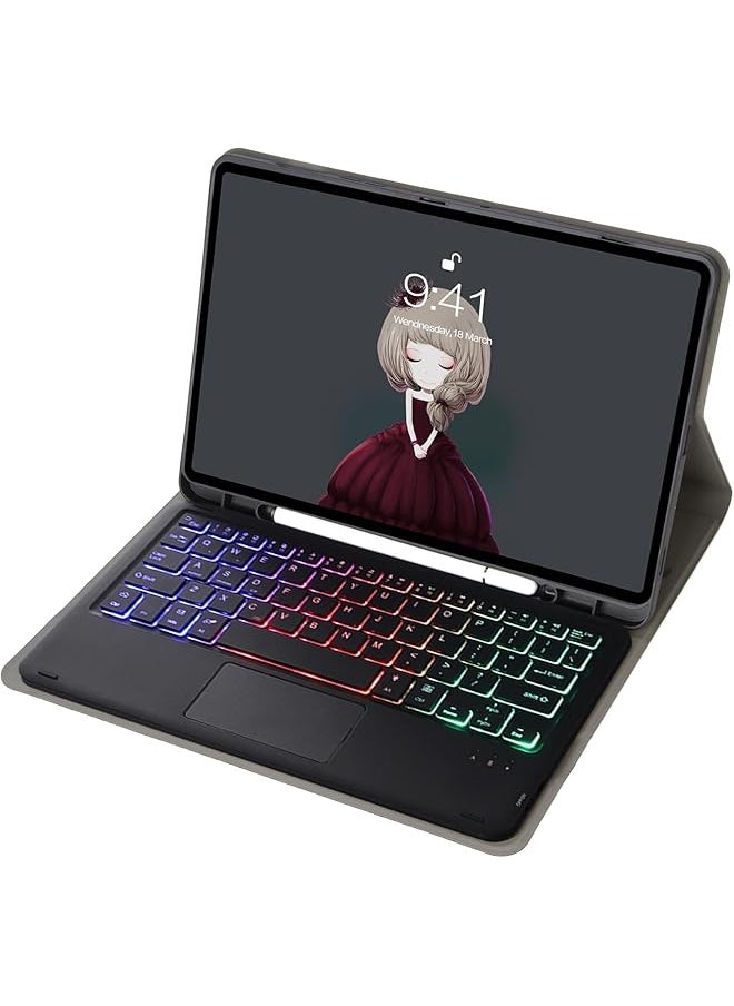 erorex - Magnetic Touchpad Keyboard Compatible With Samsung Galaxy Tab S9 Fe Plus 2023 12.4 Inch Sm-X610 X616 With Pen Holder Foldable Funda Cover With Keyboard For Tab S9 Fe+ Black - Image 1
