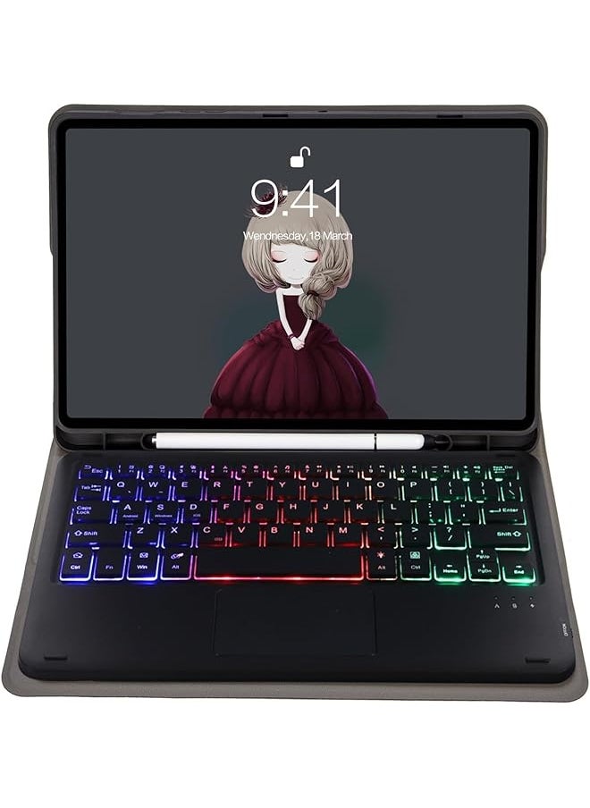 erorex - Magnetic Touchpad Keyboard Compatible With Samsung Galaxy Tab S9 Fe Plus 2023 12.4 Inch Sm-X610 X616 With Pen Holder Foldable Funda Cover With Keyboard For Tab S9 Fe+ Black - Image 1