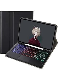 Magnetic Touchpad Keyboard Compatible With Samsung Galaxy Tab S9 Fe Plus 2023 12.4 Inch Sm-X610 X616 With Pen Holder Foldable Funda Cover With Keyboard For Tab S9 Fe+ Black