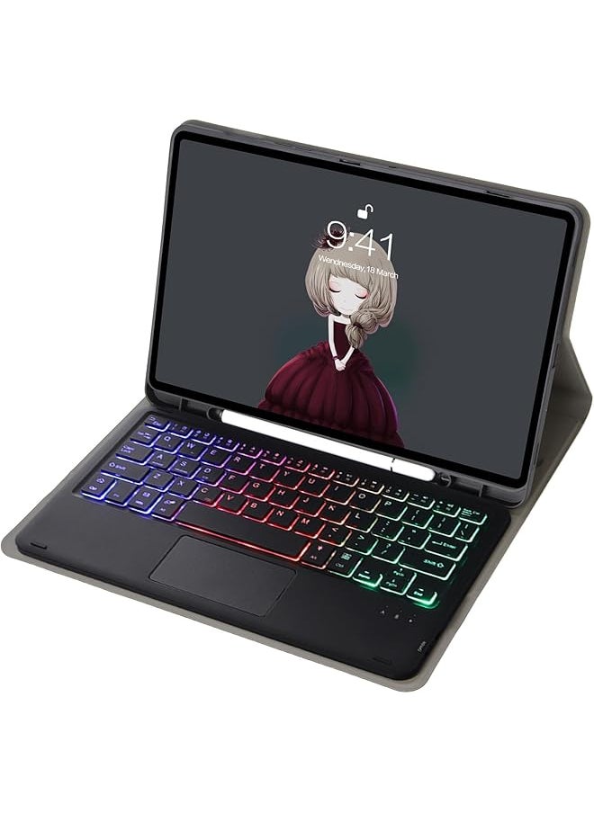 erorex - Magnetic Touchpad Keyboard Compatible With Samsung Galaxy Tab S9 Fe Plus 2023 12.4 Inch Sm-X610 X616 With Pen Holder Foldable Funda Cover With Keyboard For Tab S9 Fe+ Black - Image 1