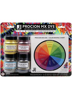 Jacquard Procion Tie Dye Powder 4-Color Set 2/3oz Jars - Powder Dye for Tie Dye - Permanent & Washfast Powder Tie Dye - Use as Ice Tie Dye Powder, Cold Water Dye for Fabric & Clothing Dye  - Image 1