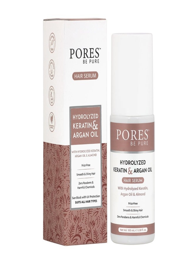PORES Be Pure Hair Serum | Argan Oil, Keratin & Almond Oil | Anti-Frizz, Smooth & Shiny Hair | Repairs Dry & Damaged Hair | Unisex - 100ml - Image 1